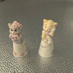Vintage Ceramic Cat Thimbles. They are from the “Feline Feelin’s” collection